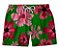 Short Masculino de Tactel | Flores Vermelhas com Fundo Verde - Imagem 1