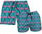Kit Shorts Masculino e Feminino de Tactel | Flamingos Fundo Azul - Imagem 1