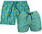 Kit Shorts Masculino e Feminino de Tactel | Bananas Fundo Azul - Imagem 1