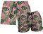 Kit Shorts Masculino e Feminino de Tactel | Folhas Fundo Rosa - Imagem 1