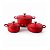 Jogo De Panelas Cerâmica Antiaderente Conjunto 3 Caçarolas | Compatível Com Indução E Gás | - Jhamba Vermelho - Imagem 1