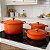 Conjunto De Panelas Caçarola Grande Florença Laranja 3 Peças | Cerâmica Antiaderente Sem Pfoa | Fogão de Indução E Forno - Imagem 8