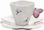 Cj 6 Xícaras De Café C/ Pires Borboletas Porcelan 100ml Branco Borboleta - Imagem 1