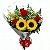 JF017 - Buquê com 4 rosas e 2 girassois - Imagem 1