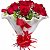 Buquê com 12 rosas vermelhas no crepom branco e laço - Imagem 1