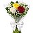 Arranjo com 3 rosas coloridas no celofane e laço - Imagem 1