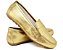 MOCASSIM FEMININO COMFORT DE COURO DOURADO - Imagem 1