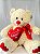 Urso de pelúcia branco com coração - Imagem 1