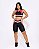 CONJUNTO BERMUDA MOTIVATION COM BOLSO E TOP FITNESS - PRETO ROSA RACE - Imagem 1