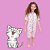 Pijama Infantil Macacão Meninas Gato Rosa Miau - Imagem 3