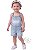 Jardineira Infantil OshKosh Jeans Claro com Detalhes em Laise - Imagem 1