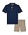 Conjunto Infantil Calvin Klein Polo Azul e Bermuda Caqui - Imagem 6