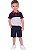 Conjunto Infantil Tommy Hilfiger Polo Color Block e Bermuda Azul-Marinho - Imagem 1
