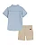 Conjunto Bebê Calvin Klein Camisa Jeans Azul-Claro e Bermuda Sarja Bege - Imagem 8