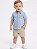 Conjunto Bebê Calvin Klein Camisa Jeans Azul-Claro e Bermuda Sarja Bege - Imagem 3
