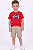 Conjunto Infantil Tommy Hilfiger Camiseta Vermelha e Bermuda Caqui - Imagem 3