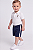 Conjunto Bebê Polo Ralph Lauren Polo Bear Branco e Shorts Azul-Marinho - Imagem 5