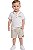 Conjunto Bebê Calvin Klein Polo Off-White e Bermuda Listrada - Imagem 1