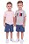 Conjunto Infantil Tommy Hilfiger 3 Peças Camisetas Cinza e Rosa e Bermuda - Imagem 1