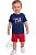 Conjunto Bebê Tommy Hilfiger – Camiseta Azul Royal e Short Vermelho - Imagem 1