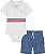 Conjunto Bebê Tommy Hilfiger Body Polo Branco + Shorts Jeans Cargo - Imagem 2
