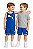 Conjunto Infantil Puma 3 Peças – Regata e Bermuda Azul, Camiseta Cinza - Imagem 1