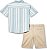 Conjunto Bebê Calvin Klein Camisa Listrada Azul e Bermuda Sarja Bege - Imagem 6