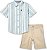 Conjunto Bebê Calvin Klein Camisa Listrada Azul e Bermuda Sarja Bege - Imagem 7