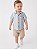 Conjunto Bebê Calvin Klein Camisa Listrada Azul e Bermuda Sarja Bege - Imagem 4