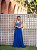 Vestido de Festa Azul Longo Decote Bordado Cibele Aluguel - Imagem 2