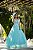 Vestido de Festa Debutante Verde Tiffany Longo Bordado Branca de Neve Aluguel - Imagem 2