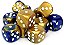 Kit de Dados D6 16mm Set Gemini Blue-Gold w/white - Importado - Imagem 1