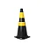 Cone de Sinalização PLT 75Cm Preto/Amarelo com 2 Faixas Prismáticas Refletivas - Imagem 1