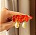 Maxi Flor Esmaltada Coral com Gota de Pérola Dourado - Imagem 1