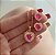 Conjunto Elo Português com Coração de Pedra Fusion Rosa e Zircônias Diamond Dourado - Imagem 1