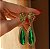 Brinco Chicago Luxo Cristal Verde Esmeralda e Mil Zircônias Verde Dourado - Imagem 1