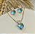 Conjunto Coração Cristal Azul Piscina com Zircônias Diamond Dourado - Imagem 2