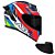 Combo Capacete Asx Eagle Racing Attacker Brilho BCO/AZ/VM - Imagem 1