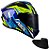 Combo Capacete Asx Draken Vector Brilho Azul/ Amarelo/ Cinza - Imagem 1