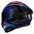 Combo Capacete Asx Draken Cougar Brilho Preto/ Azul/Vermelho - Imagem 8