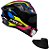 Combo Capacete Asx Draken Marianny Brilho Preto/Amarelo/Azul - Imagem 1