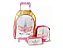 Mochila Unicornio Flores Rodinhas Lancheira Estojo Kit - Imagem 1