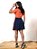 Saias Fitness com Short por Baixo Azul com Listras Laterais Anagrom FIT Ref.8022 - Imagem 6