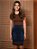 Saia Jeans Azul Juvenil Moda Evangélica Anagrom Costuras na Barra Ref.inf06 - Imagem 5