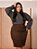 Saia Secretária Brim Marrom Plus Size Anagrom Ref.260P - Imagem 5