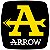 Adesivo Arrow preto e amarelo térmico retangular 95X95mm - Imagem 1