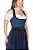 Vestido Midi Azul Mescla com Avental Azul Marinho - Imagem 2