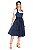 Vestido Midi Azul Mescla com Avental Azul Marinho - Imagem 1
