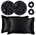 Kit 2 Fronha De Cetim Seda + 2 Toucas + 2 Xuxinhas De Brinde - Preto - Imagem 1