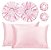 Kit 2 Fronha De Cetim Seda + 2 Toucas + 2 Xuxinhas De Brinde - Rosa-Bebê - Imagem 1